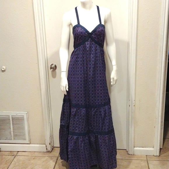 Tommy Hilfiger Dresses & Skirts - Tommy Girl Juniors Size L Blue Tiered Maxi Length Sundress-Y2K Beach Resortwear